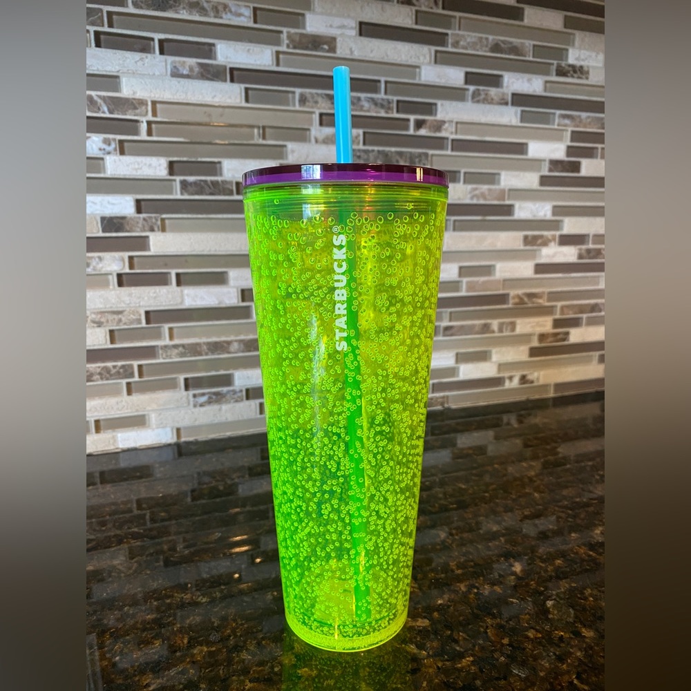 Starbucks Summer 2023 Neon Green Yellow Venti Bubble Tumbler